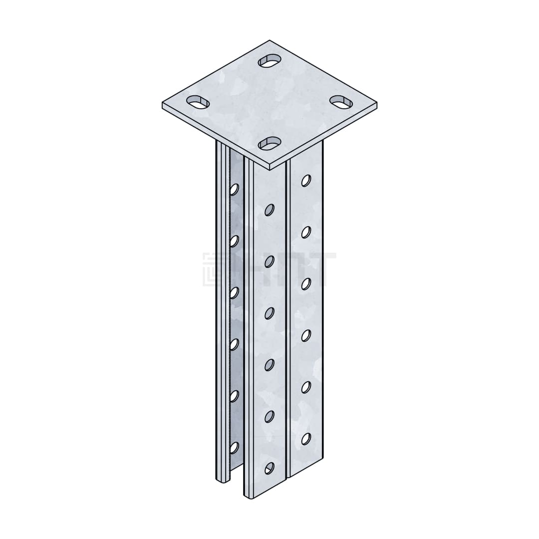 STRUT-стойка двойная ST-SD 41х41х100 (2,5 мм) горячеоцинкованная сталь STRUT-стойка двойная ST-SD 41х41х100 (2,5 мм) горячеоцинкованная сталь
