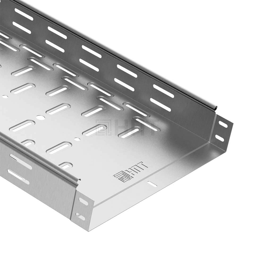 Лоток перфорированный LLP 400х80х2000 (0,7 мм) сталь без покрытия, усиленный замок