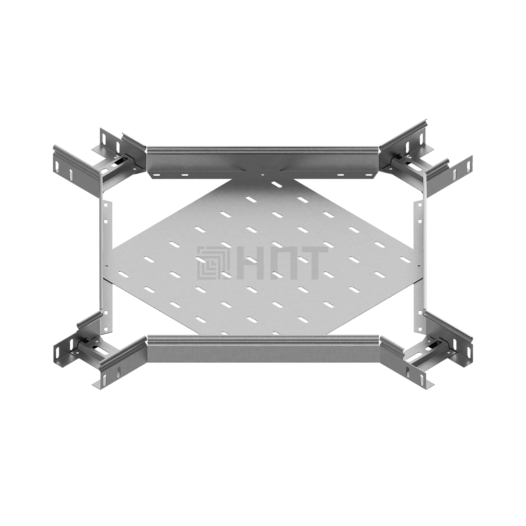Ответвитель Х-образный горизонтальный ЛТХ 200х100 (1,5 мм) сталь без покрытия, стандартный замок Ответвитель Х-образный горизонтальный ЛТХ 200х100 (1,5 мм) сталь без покрытия, стандартный замок