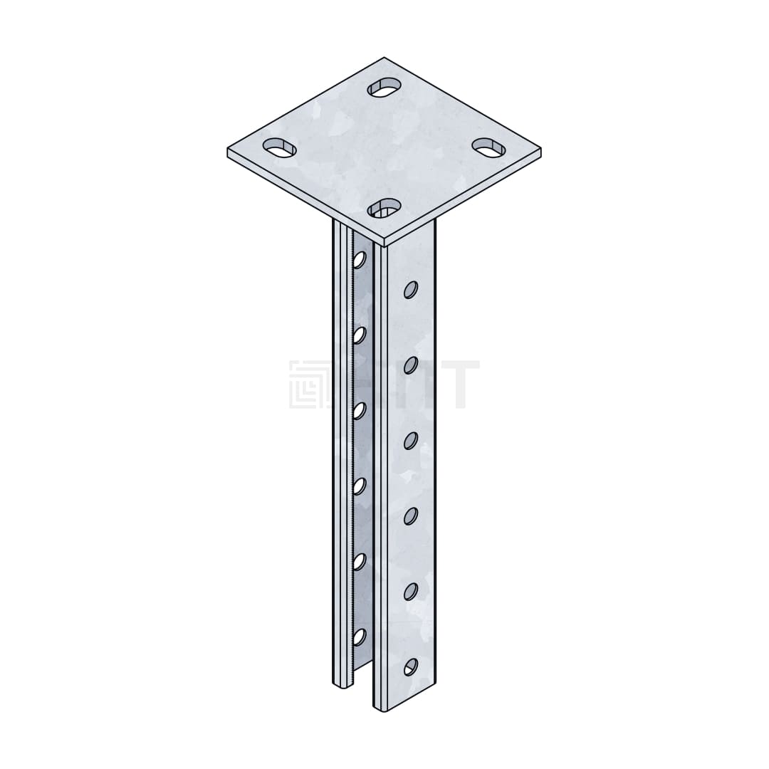 STRUT-стойка ST-S 41х41х400 (2,5 мм) горячеоцинкованная сталь STRUT-стойка ST-S 41х41х400 (2,5 мм) горячеоцинкованная сталь
