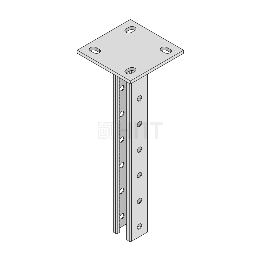 STRUT-стойка ST-S 41х41х400 (2,5 мм) электрохимическое цинкование STRUT-стойка ST-S 41х41х400 (2,5 мм) электрохимическое цинкование